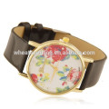 Ladies bracelet flower dial leather watch